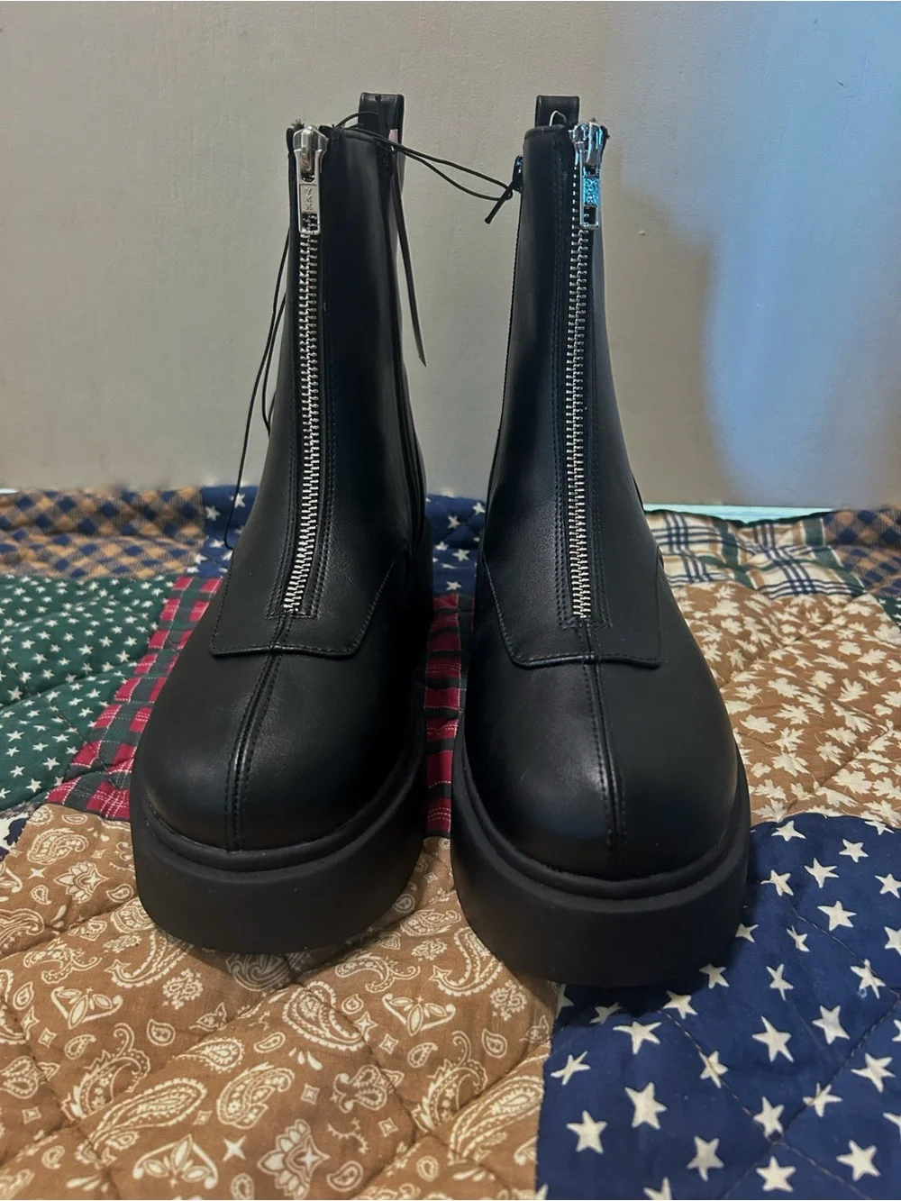wild fable Black Chunky Platform Zip Ankle Boots